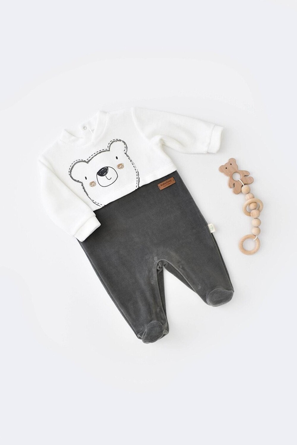 

Бархатный комбинезон Teddy на ножке BabyCosy Organic Wear, смешанный