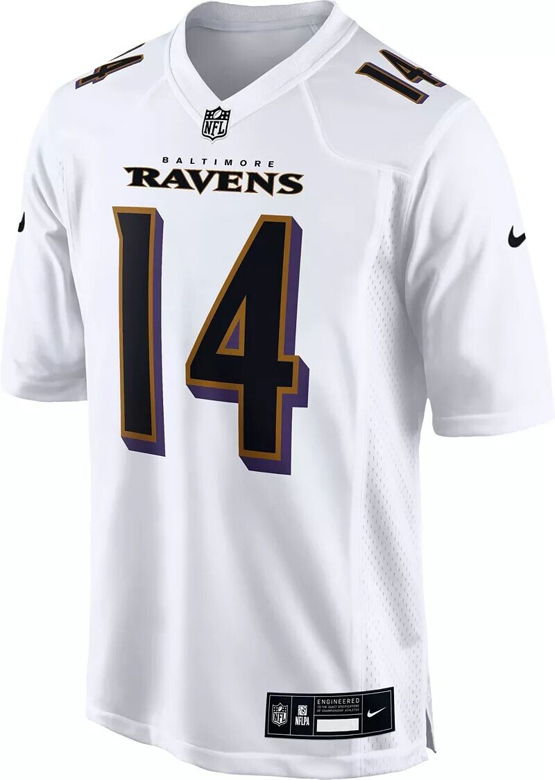 Мужская белая игровая майка Nike Baltimore Ravens Kyle Hamilton #14 — фото 2