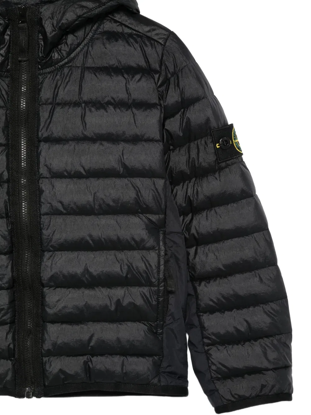 Стеганая куртка с капюшоном Stone Island Junior, черный — фото 3