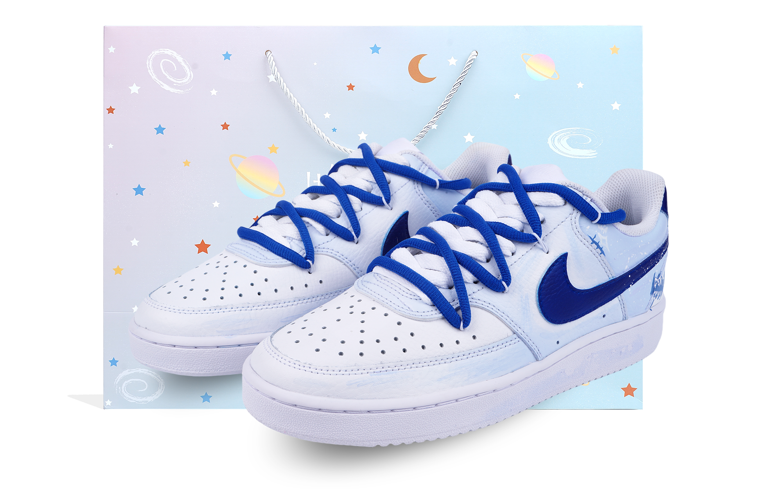 

Кроссовки Nike Court Vision Skateboarding Shoes Women's Low-top White/Royal Blue, белый/синий