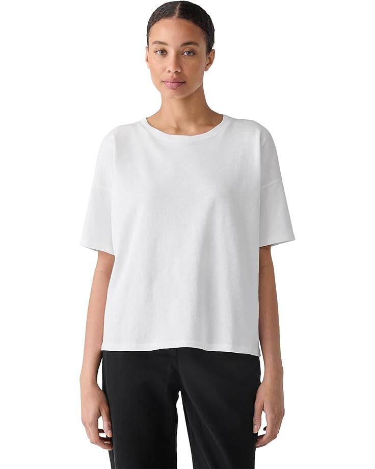 

Топ Eileen Fisher Crew Neck Box Top, белый