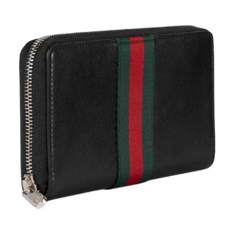 GUCCI Кожаный кошелек TrademarkWeb для мужчин, черный — фото 2