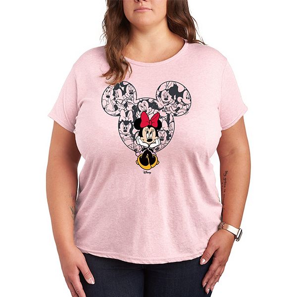 

Футболка с принтом Minnie Mouse и ушками, Plus size Disney, Heather Pink