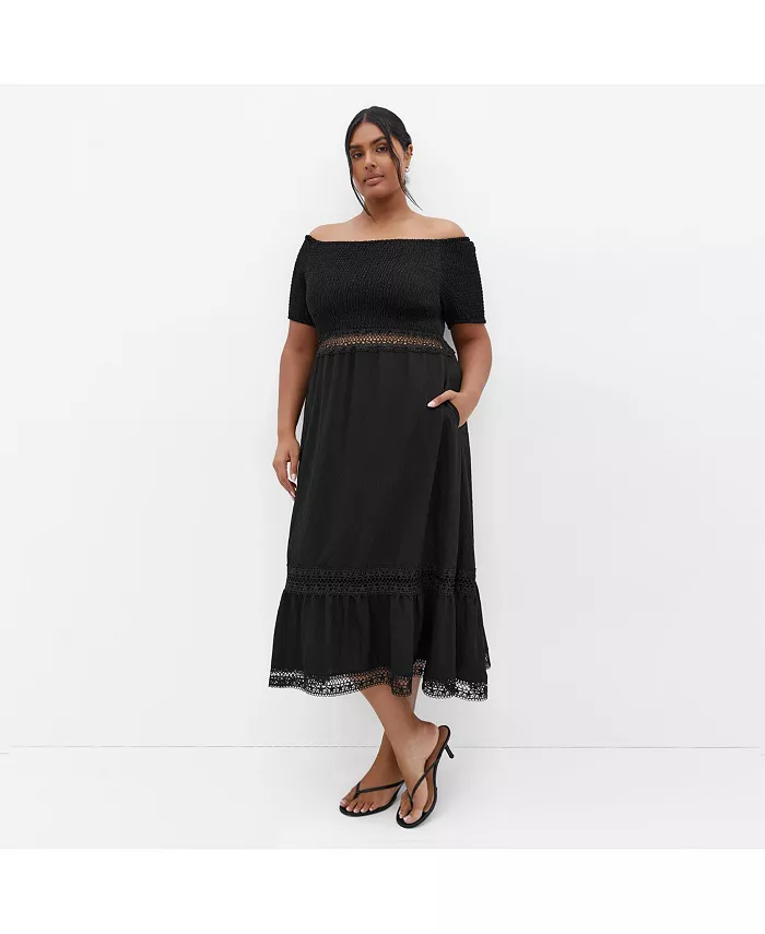 

Платье миди Aura больших размеров CITY CHIC, черный