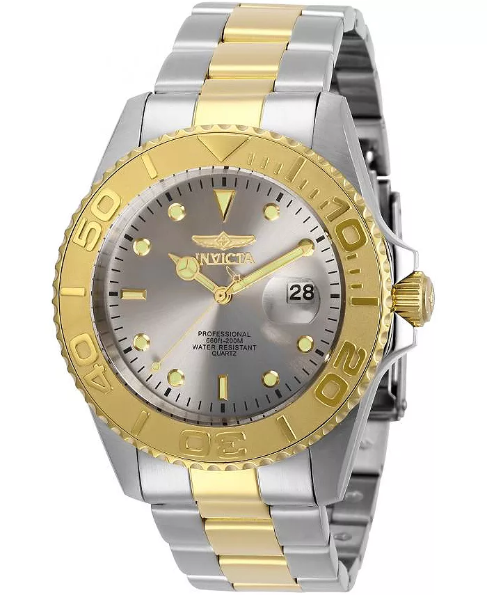 

Мужские часы Pro Diver Quartz 3 Hand с серым циферблатом, модель 29950 Invicta, золотой