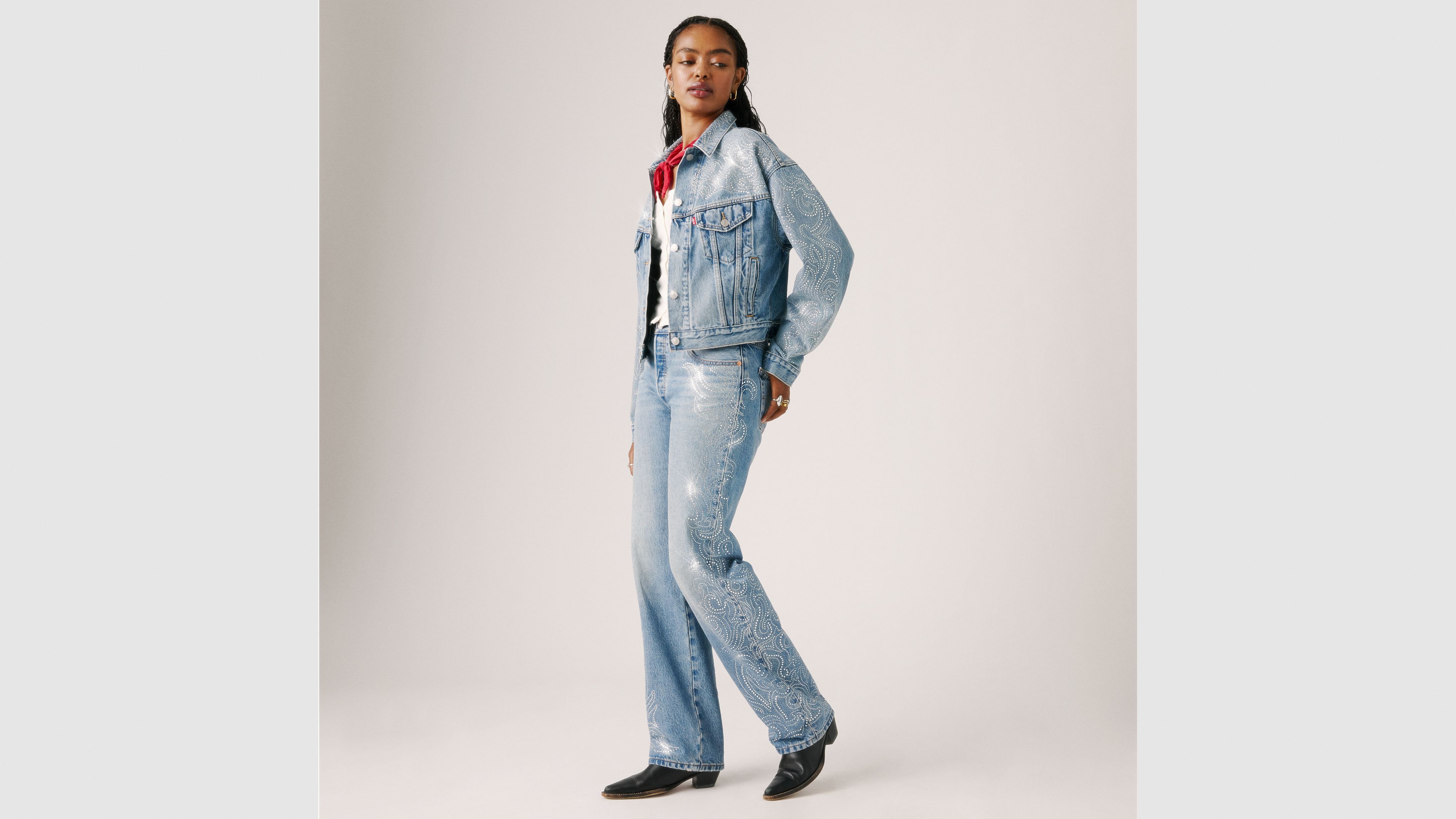 

Женские джинсы Beyoncé X Levi's 501 90-х годов Levi's, Western Crystal - Dark Wash