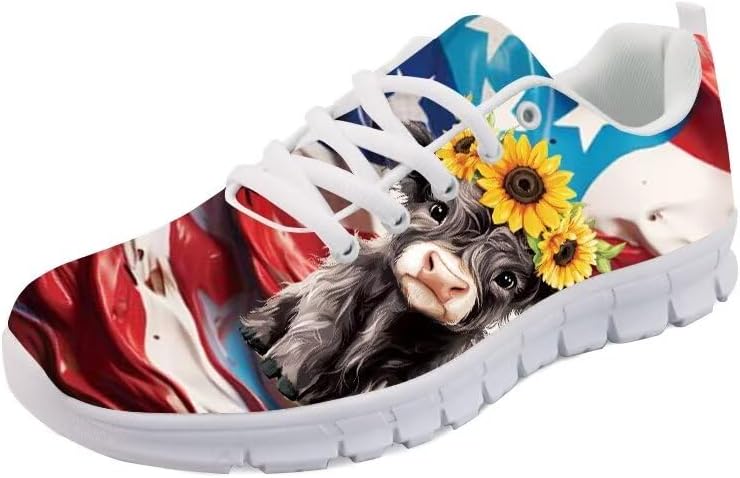 

Женские спортивные кроссовки Forchrinse с принтом американского флага и смелого орла, кроссовки для мужчин и женщин, обувь USA, президентская независимость, Highland Cow Us Flag