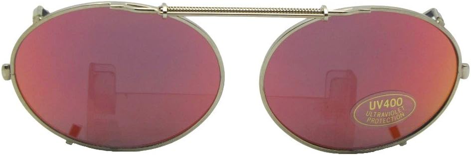 

Овальные неполяризованные солнцезащитные очки с цветными зеркальными линзами, накладные поверх обычных очков – овальная форма, накладные линзы для очков Sunglass Rage, Gold Frame-red Mirror Lens