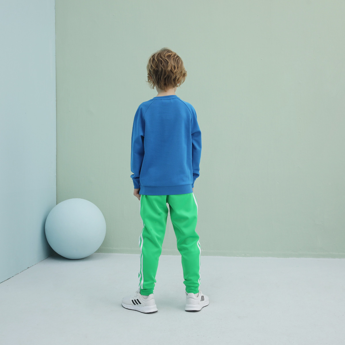 Свитшот синий/белый детский Adidas — фото 4