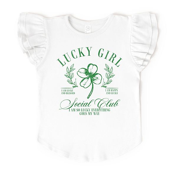 

Футболка Lucky Girl Social Club Clover с рукавами-фонариками The Juniper Shop, White