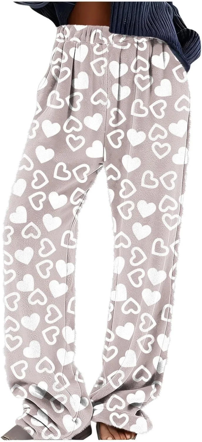 

Женские уютные брюки с сердечками