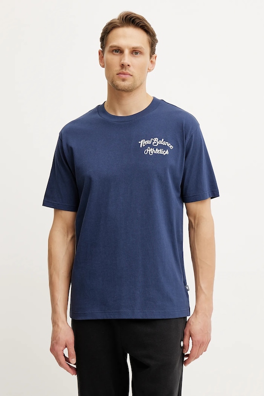 

Хлопковая футболка New Balance, темно-синий