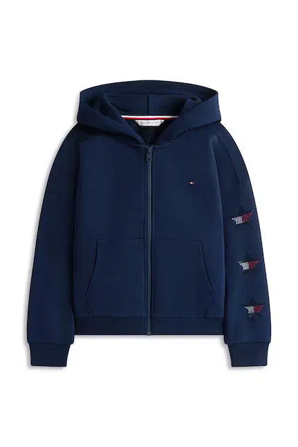 Кофта детская на молнии с блестками Tommy Hilfiger, синий — фото 2