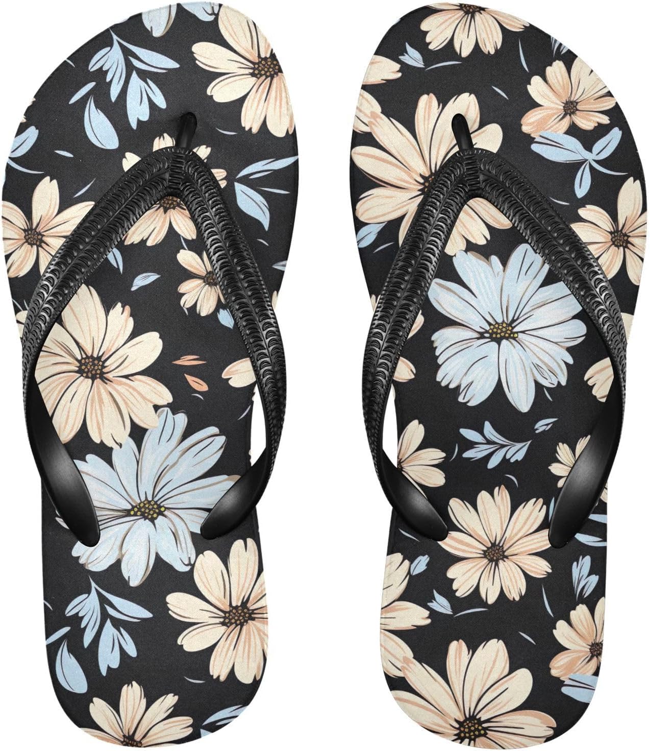 

Бежевые вьетнамки с цветком ромашки для пляжа, душа, резиновые нескользящие летние шлепанцы для мужчин и женщин Sinestour