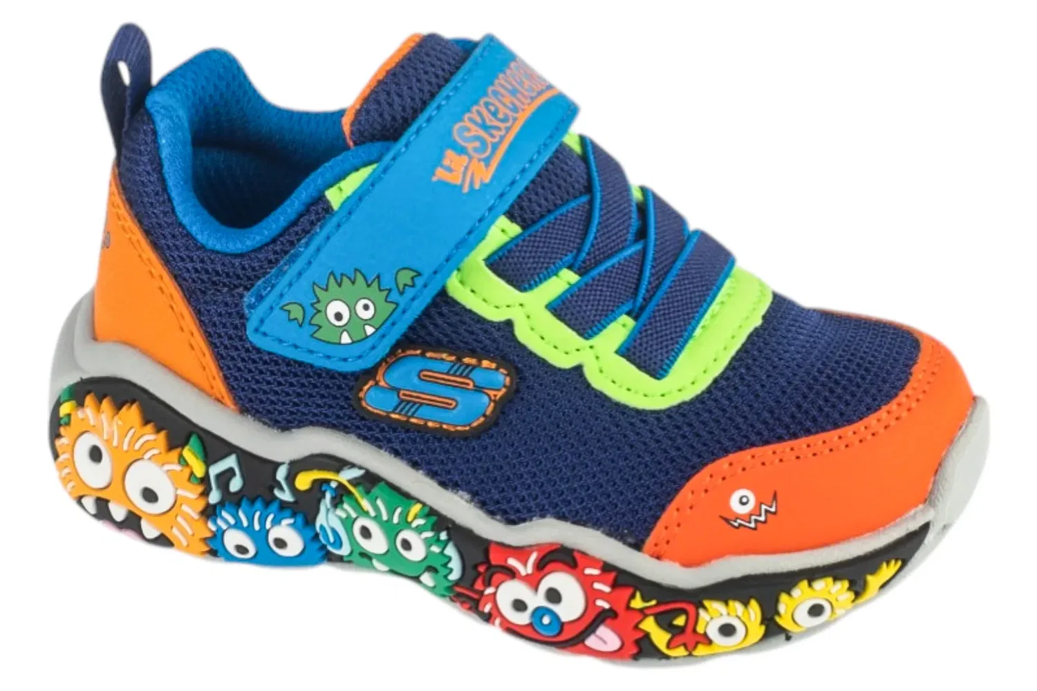 Сникерсы низкие на липучке, Skechers, темно-синий
