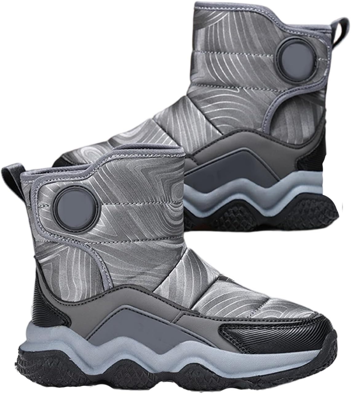 

Мальчики Девочки Платформа Снегоступы Ботинки Легкие Утепленные Флисом Теплые Комфортные Мягкие Зимние Ботильоны NSQFKALL, Grey