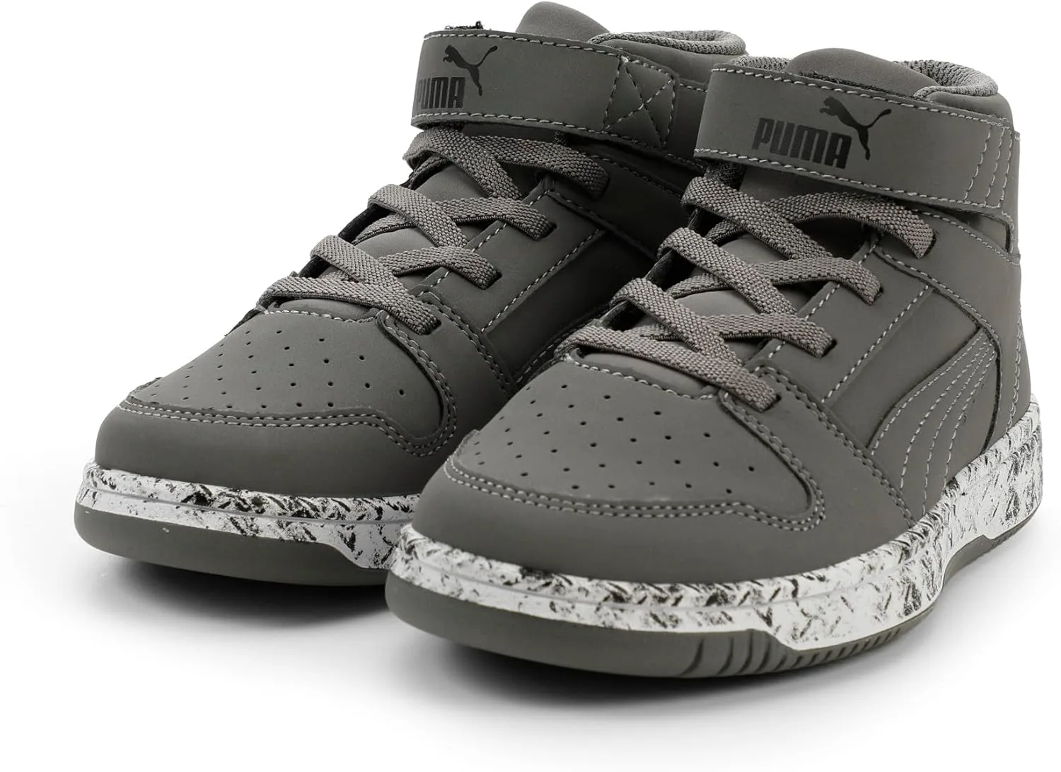 Кроссовки PUMA для детей Rebound Layup Mid на липучках, черно-белый