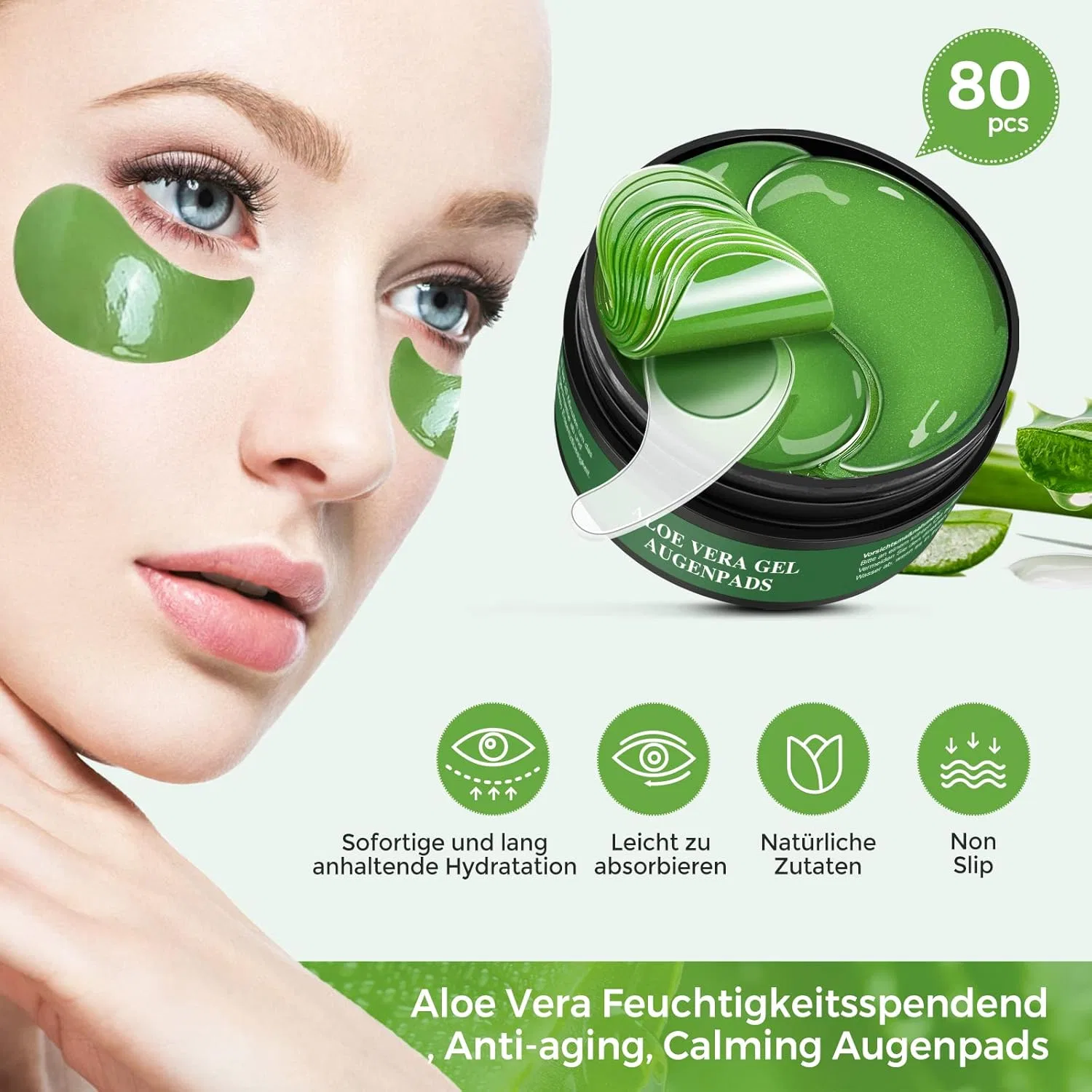 Патчи для глаз с коллагеном и гиалуроновой кислотой, 80 шт. Cusmay, 80 Pieces Aloe Vera — фото 4