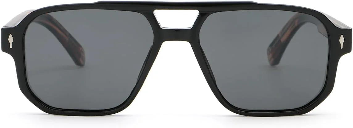 

Поляризованные солнцезащитные очки для вождения, двойная перемычка, квадратная форма, защита от УФ-излучения UV400, дужки из ацетата CP weiyuchen, Black Pattern Frame