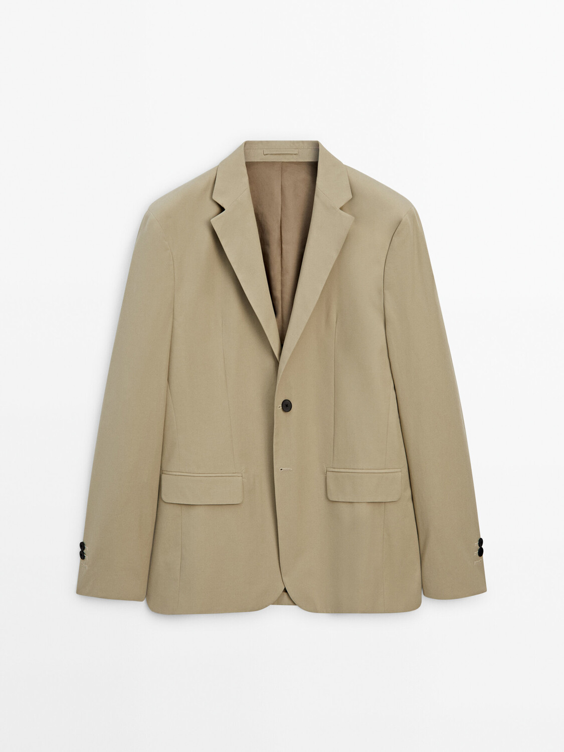 

Блейзер из микро-твила с начесом из хлопка Massimo Dutti, бежевый