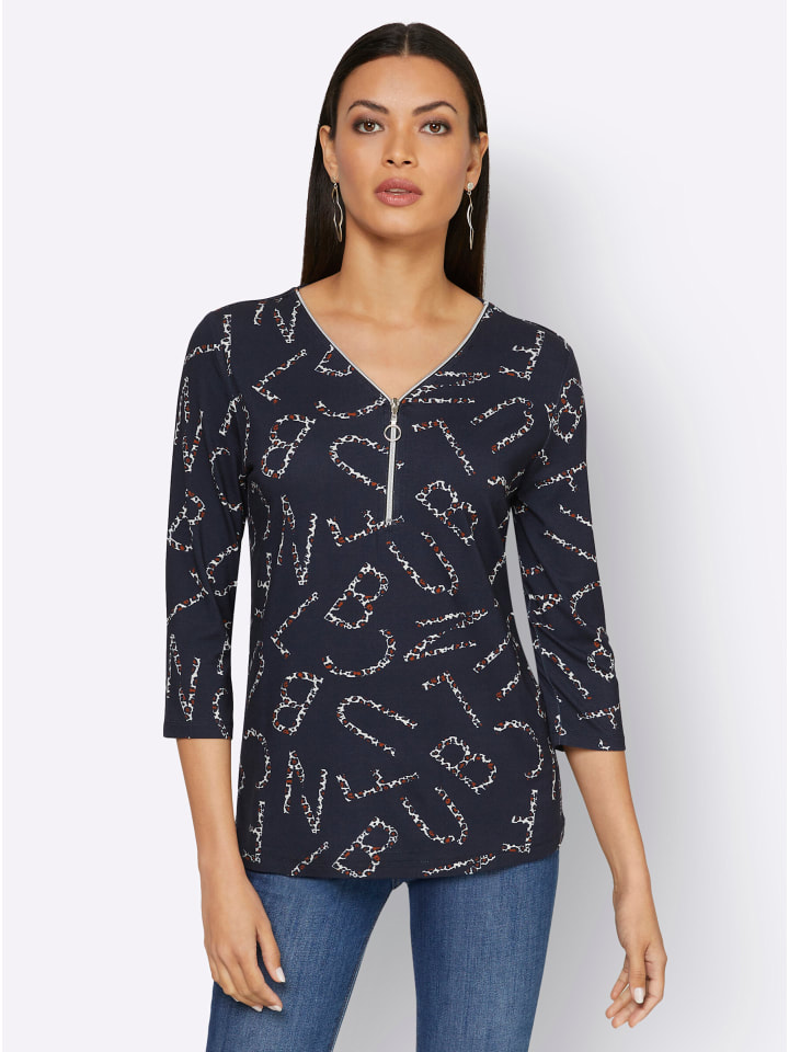 

Рубашка с рукавами 3/4 с принтом темно-синего и коньячного цветов creation L