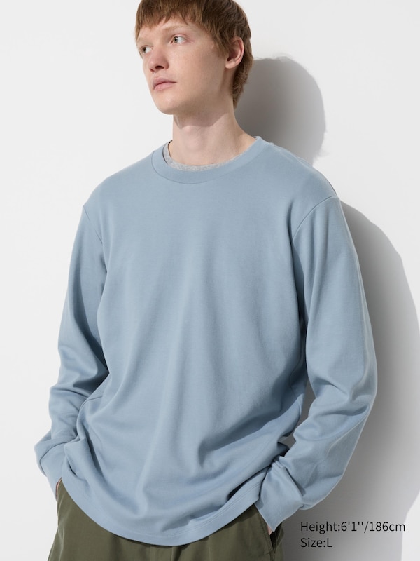 

Лонгслив Uniqlo Crew Neck, голубой