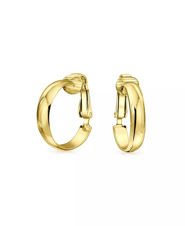 

Классические простые легкие серьги-клипсы для непроколотых ушей из позолоченного стерлингового серебра диаметром 0,75 дюйма Bling Jewelry, gold-tone