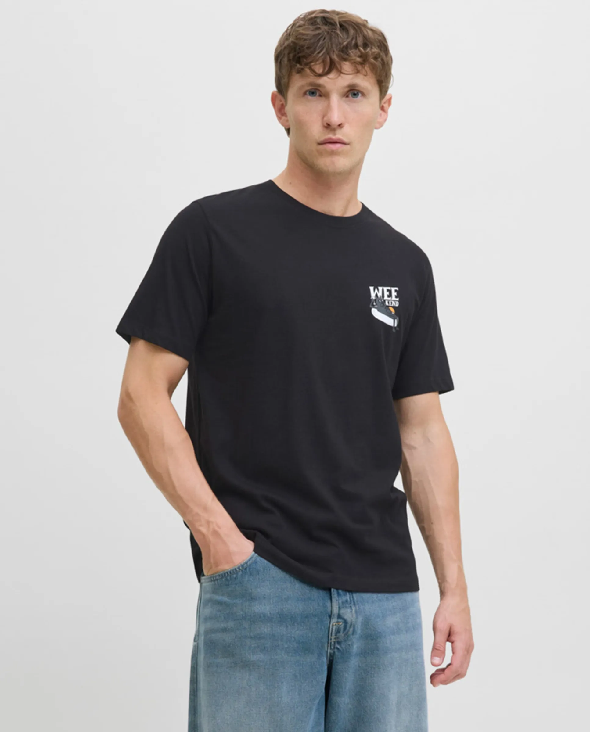 

Мужская футболка с коротким рукавом и принтом на спине Jack & Jones, черный