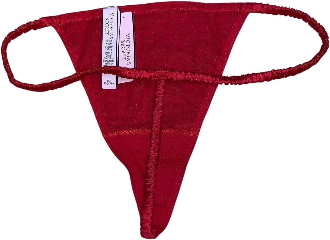 Трусики-стринги Victoria's Secret с V-образным вырезом и рюшами, цвет красный, новые, Red Shine — фото 2