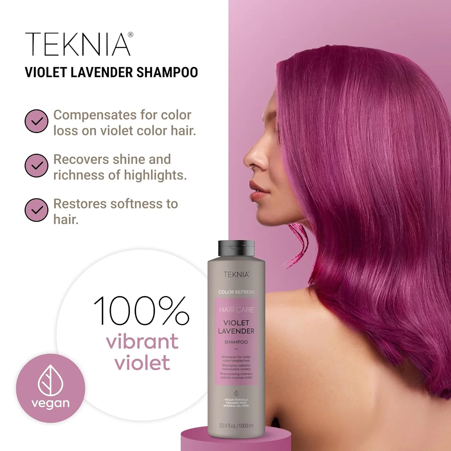 LAKMÉ Teknia Violet Lavender Color Refresh Shampoo, Color Depositing Shampoo for Purple Hair, 33.8 Fl Oz — фото 2