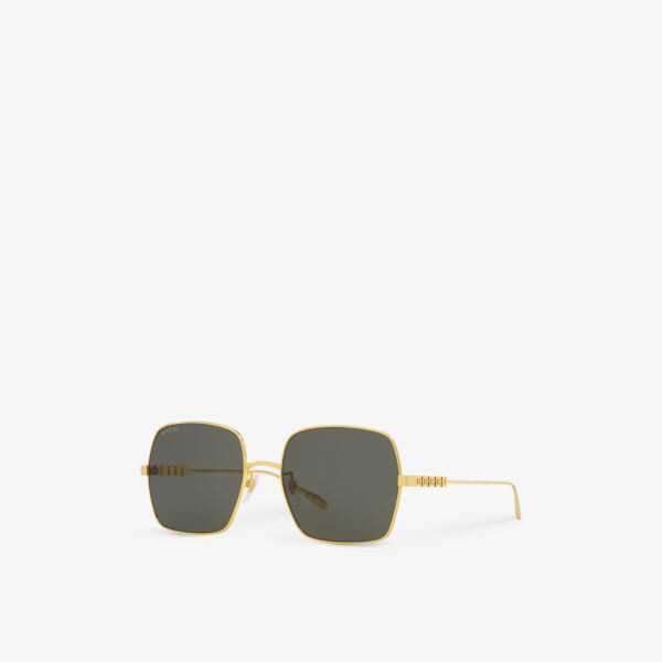 Gc002133 gg1434s солнцезащитные очки в квадратной оправе из металла Gucci, золотой — фото 2