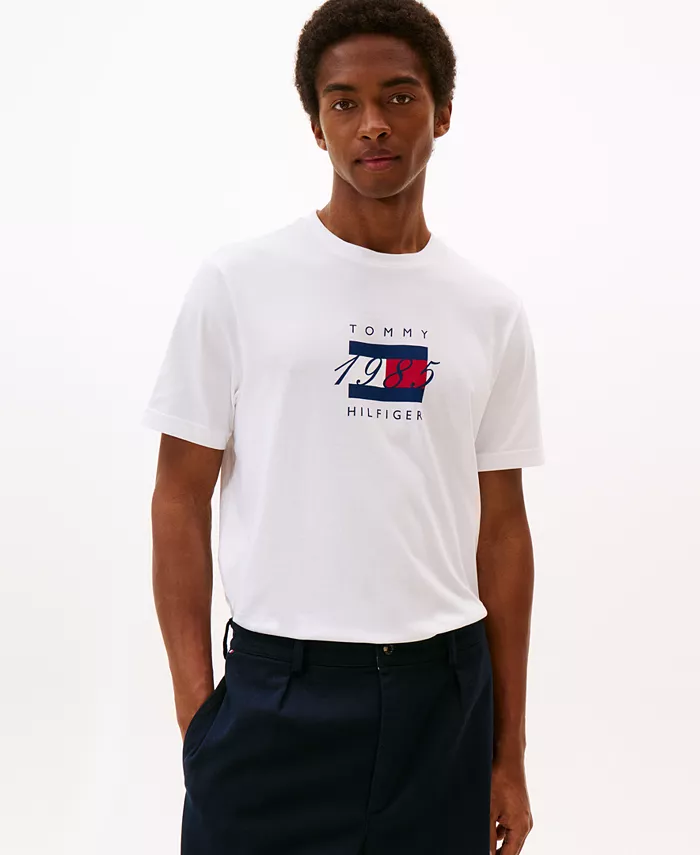 

Мужская футболка с графическим принтом Linear Flag 1985 Tommy Hilfiger, белый