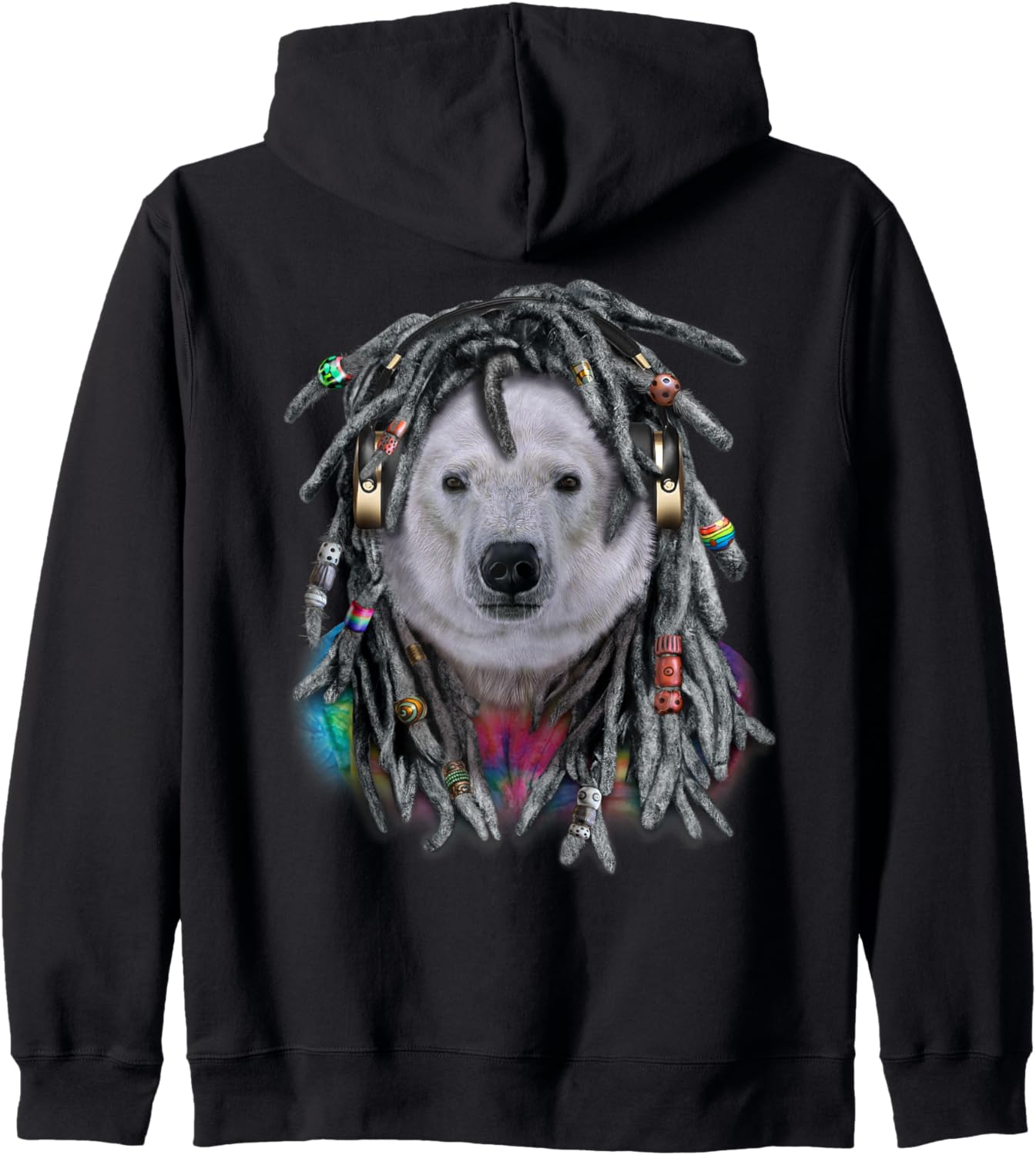 

Худи на молнии Dred Hip Hop Reggae с изображением белого медведя и полярного медведя, черная Fox Republic Design