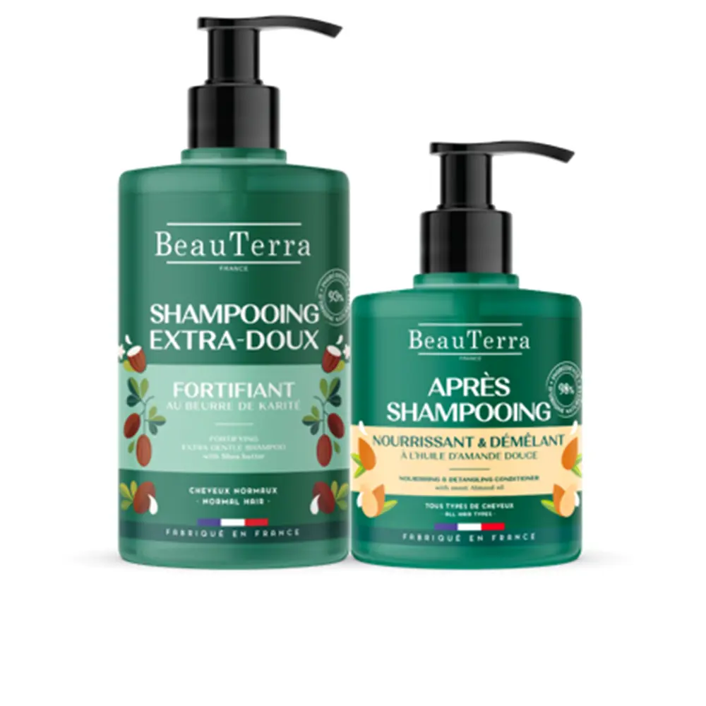 

Шампунь extra-doux champú fortificante 750 ml + acondicionador 500 ml Beauterra, 2 шт.