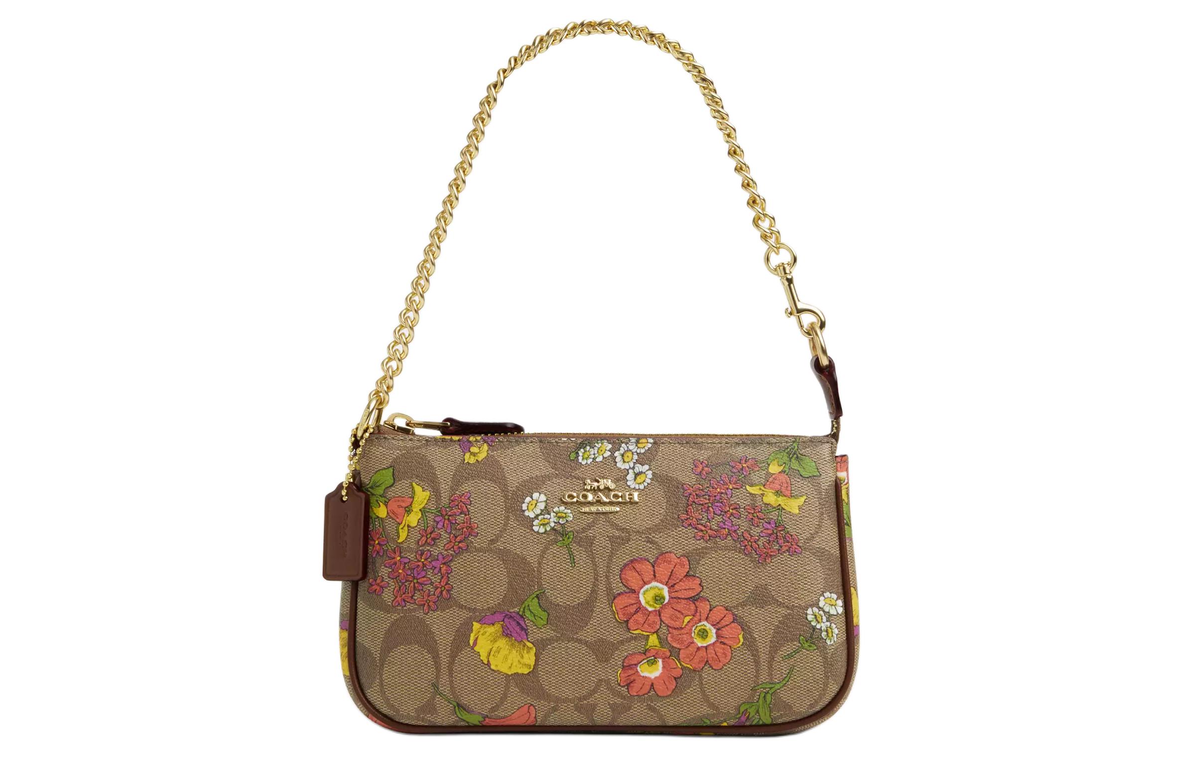 

COACH Водонепроницаемая сумка Nolita из холста с переработанной кожей, одно плечо, малая, женская, gold & khaki & multicolor