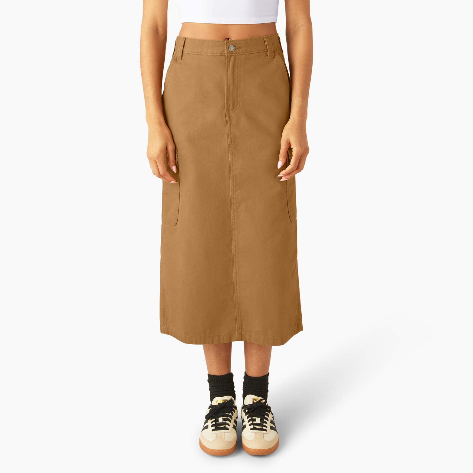 

Женская юбка-карго Dickies из утиного полотна средней длины, цвет brown duck (0bd)