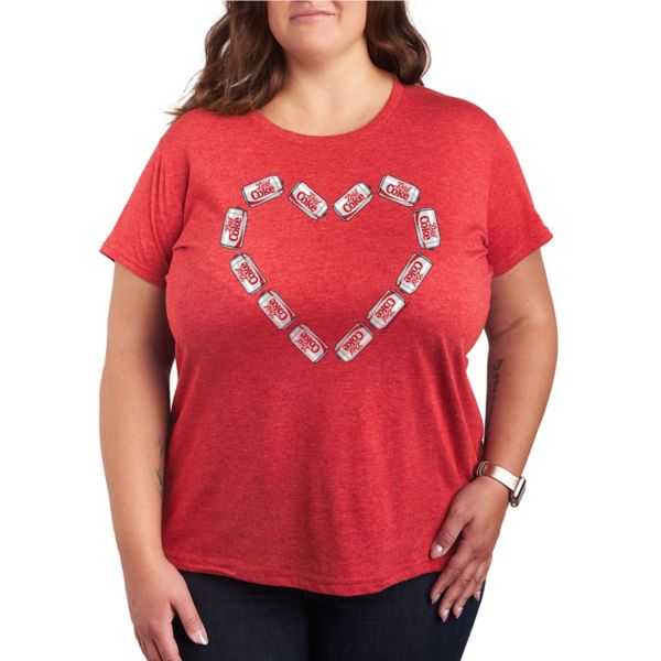 

Футболка с принтом сердца из банки диетической колы Plus size Licensed Character, красный