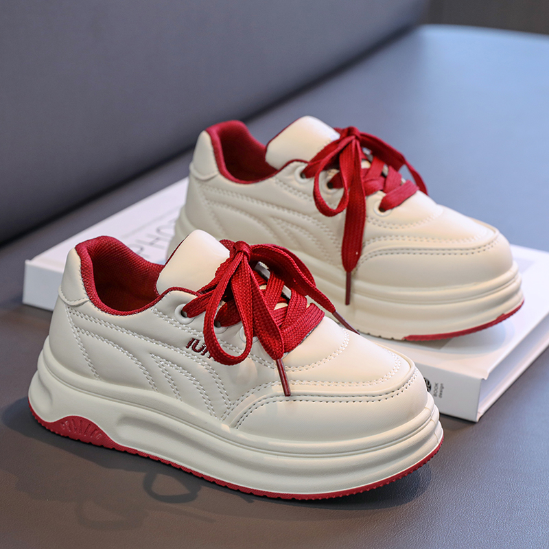 Slip Resistant Low top детские кроссовки для скейтбординга KINDDOG, красный (j056-impression style) — фото 4