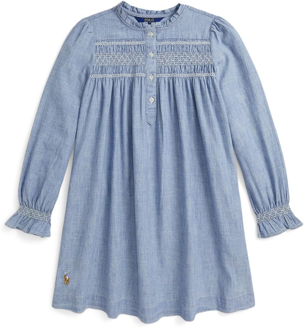 

Платье Polo Ralph Lauren Kids Smocked Indigo Chambray Dress, цвет New Medium Wash