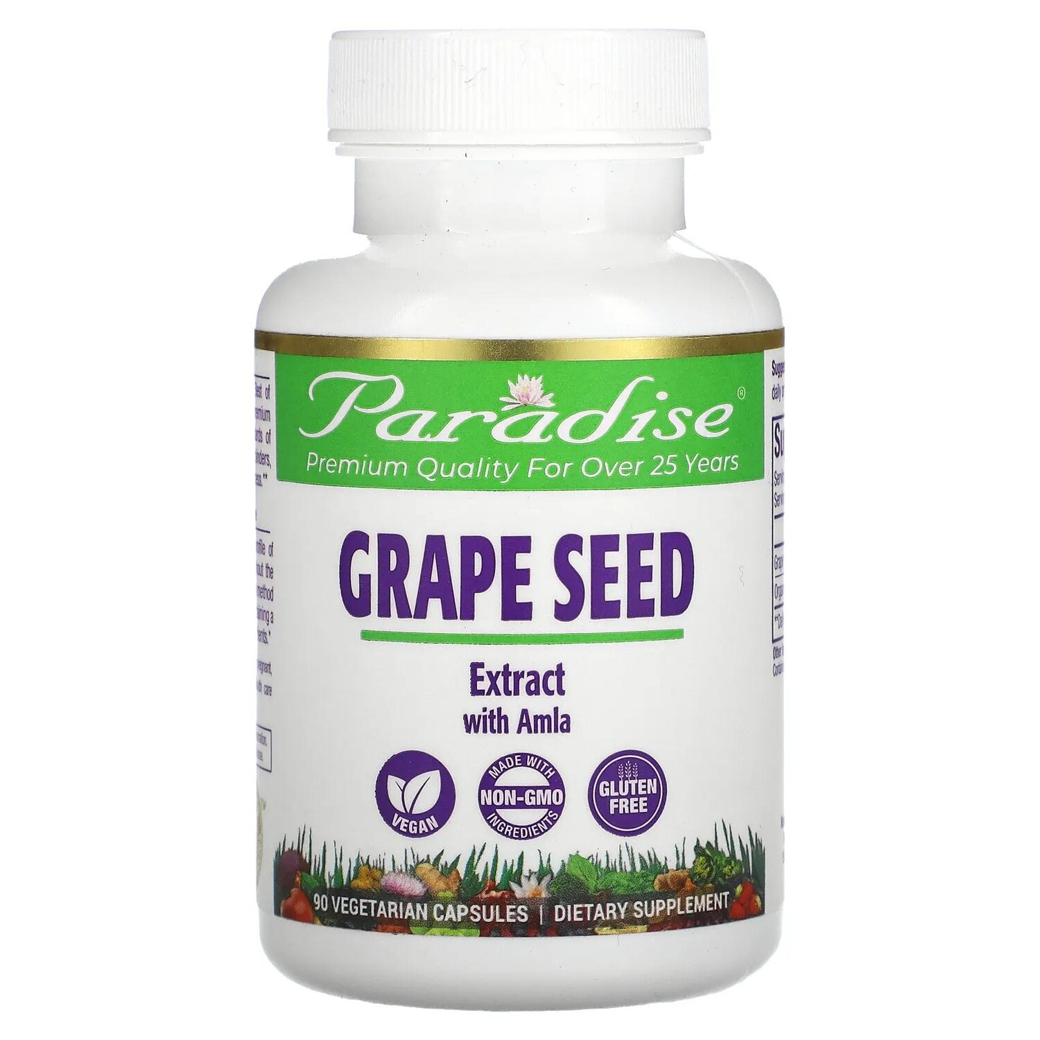 

Paradise Herbs ActiVin Экстракт косточек винограда 90 овощных капсул