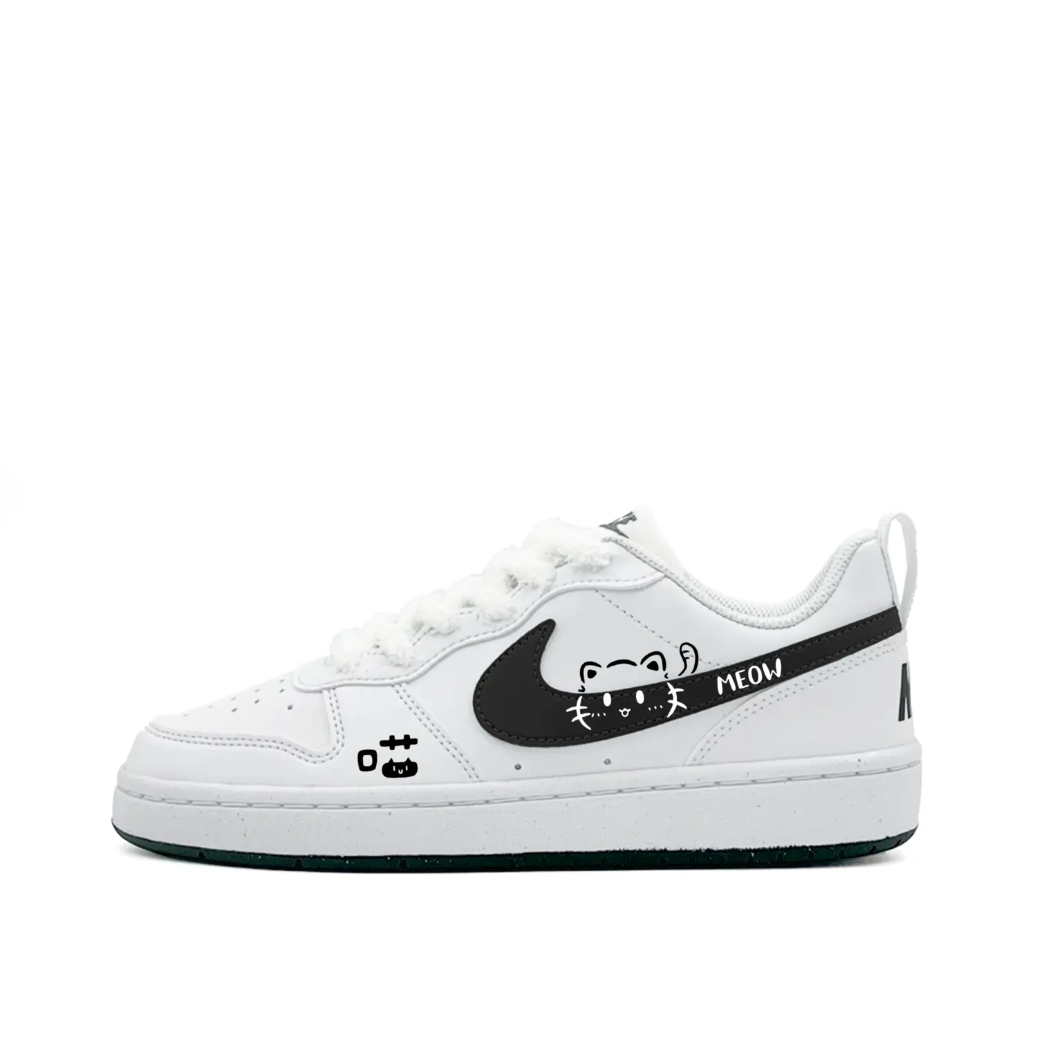 

Nike Court Borough устойчивые к истиранию низкие детские скейтбординг кроссовки Black White Kids'