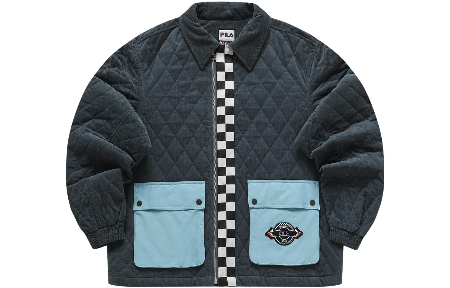 

FILA FUSION Мужская стеганая куртка FACETASM цвета нефрит и серый