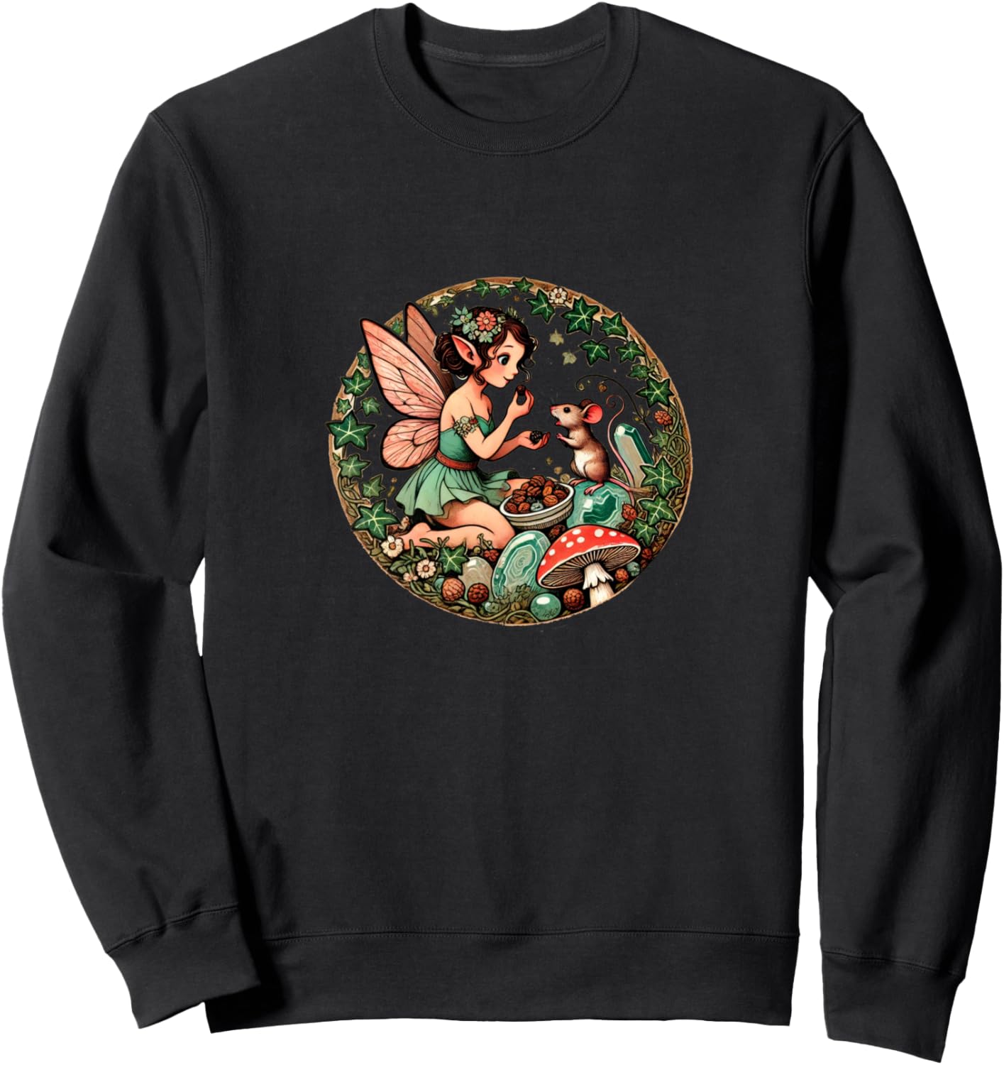 

Милая толстовка с изображением сказочной мышки и гриба Vintage Mushrooms Lovers Snugg, черный