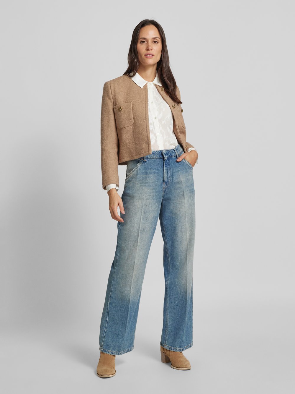 

Блузка Comfort Fit с длинными рукавами и эффектом выгорания s.Oliver BLACK LABEL, белый