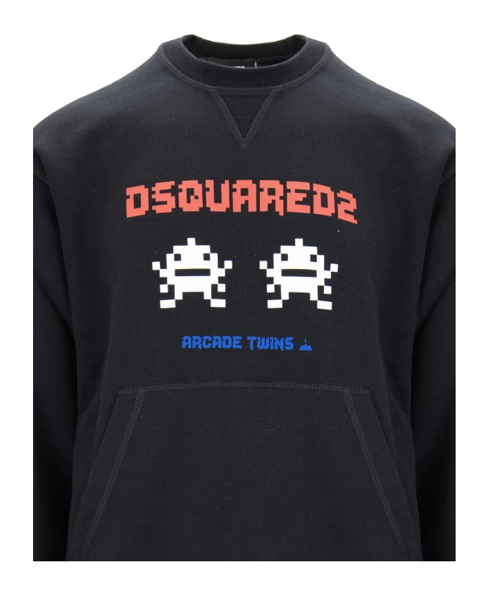Мужская толстовка-пуловер с контрастными принтами. Dsquared2, черный — фото 3