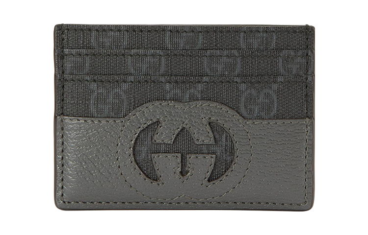 GUCCI Картхолдер GG Supreme Canvas With Leather Binding Men's Black & Gray — фото 2