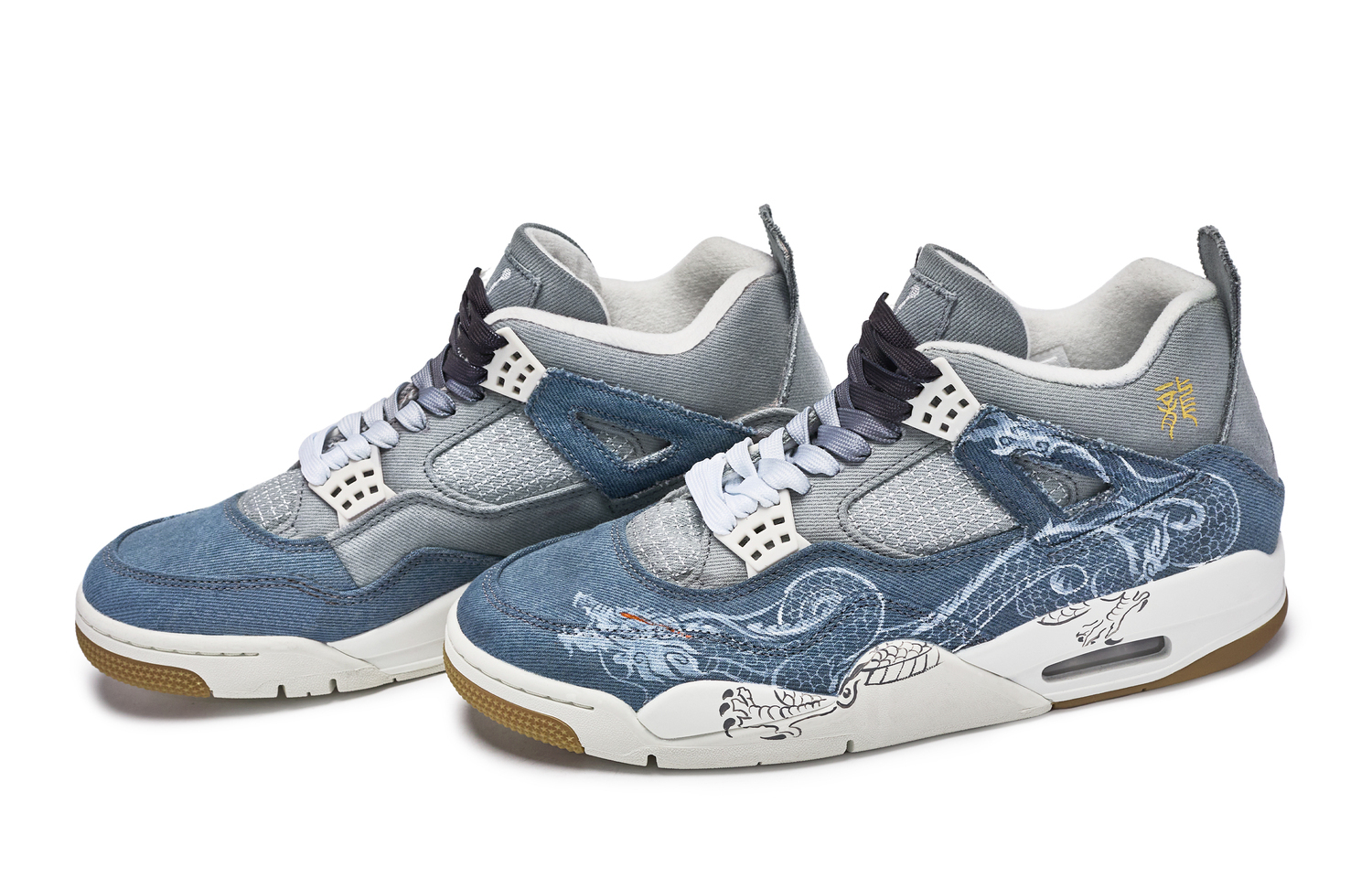Jordan Air 4 811 Manufacturing, Pan Cloud Dragon Mid top Vintage Basketball Shoes Unisex White Blue — фото 4