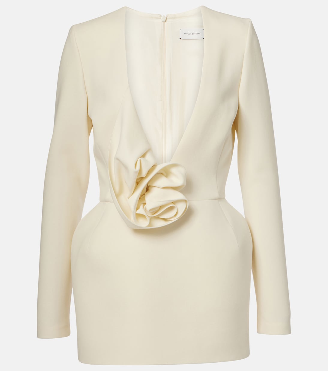 

Мини-платье из смесовой шерсти с цветочной аппликацией Magda Butrym, кремовый