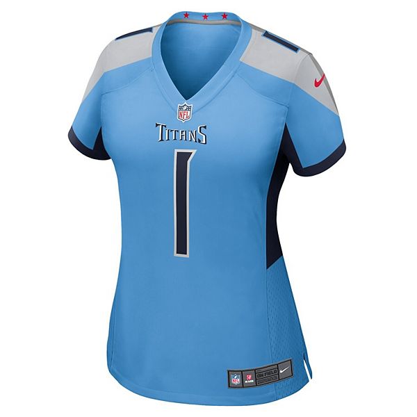 Женская игровая футболка Cameron Ward светло-голубого цвета Tennessee Titans 2025 NFL Draft First Round Pick Nike — фото 3
