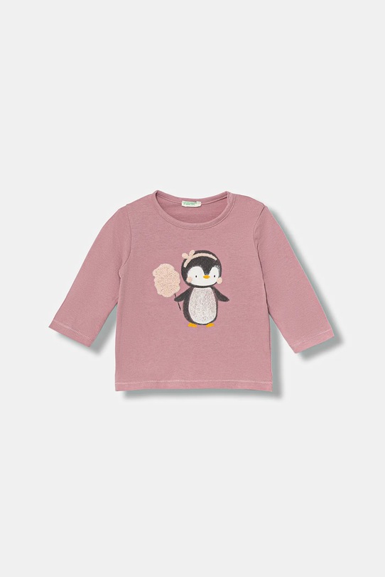 

Детский хлопковый лонгслив United Colors Of Benetton, розовый